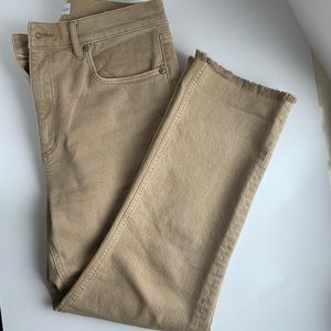Loft Straight Crop Khaki Jeans Raw Hem, Size 6